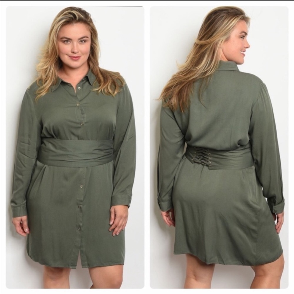 Olive Green Shirt Dress